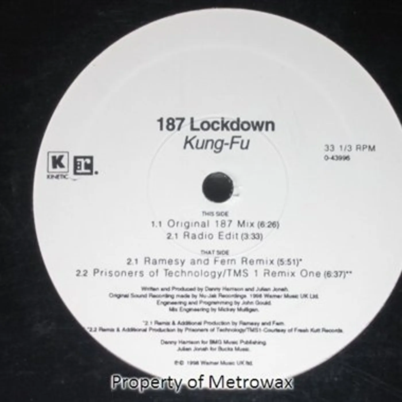 187 Lockdown Kung-Fu Vinyl Record