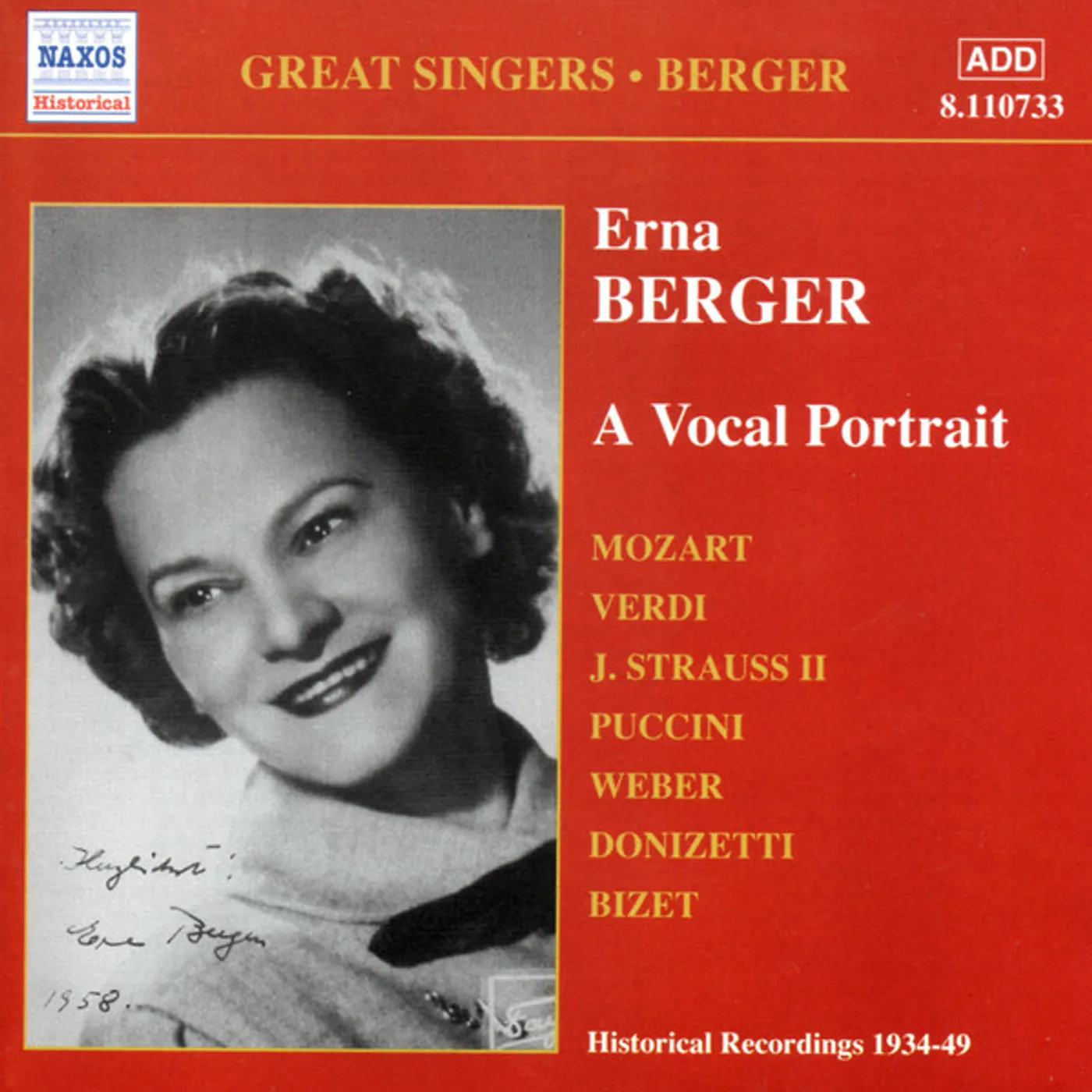 GREAT SINGERS: ERNA BERGER A VOCAL PORTRAIT CD