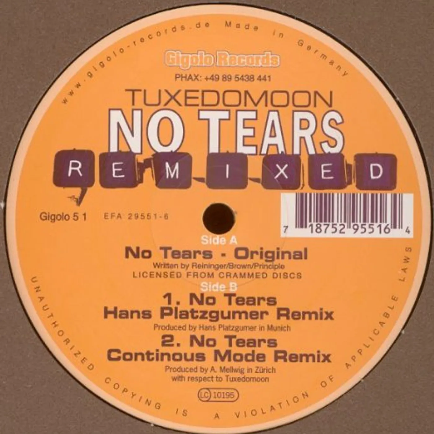 Tuxedomoon NO TEARS REMIXED Vinyl Record