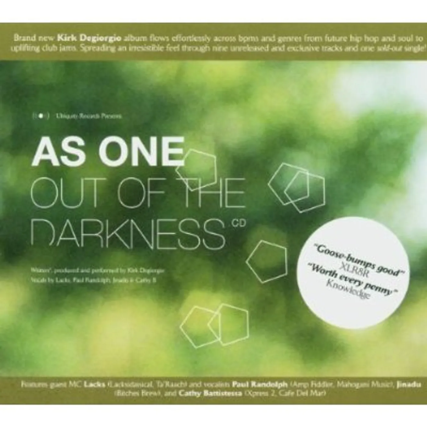 As One OUT OF THE DARKNESS CD