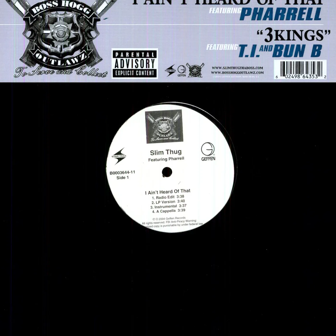 Slim Thug I AIN'T HEARD OF THAT (X4) / 3 KINGS (X3) Vinyl Record