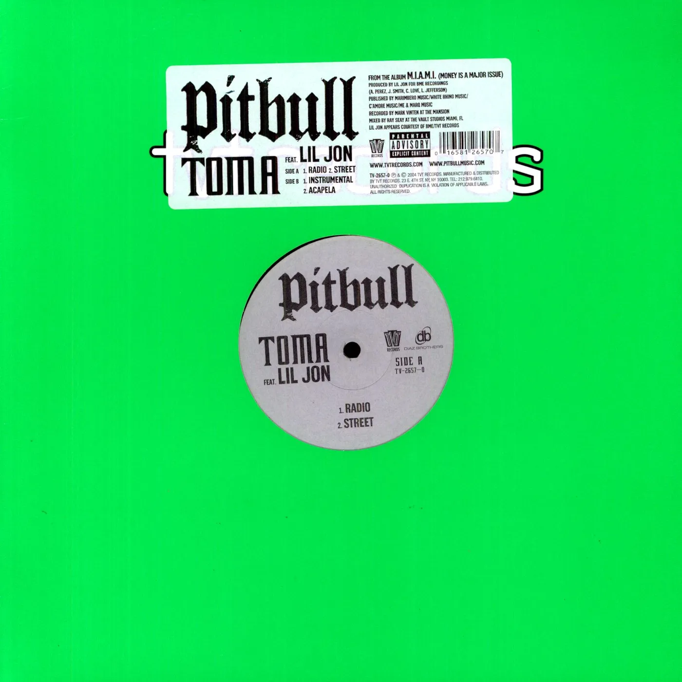 Pitbull Toma Vinyl Record