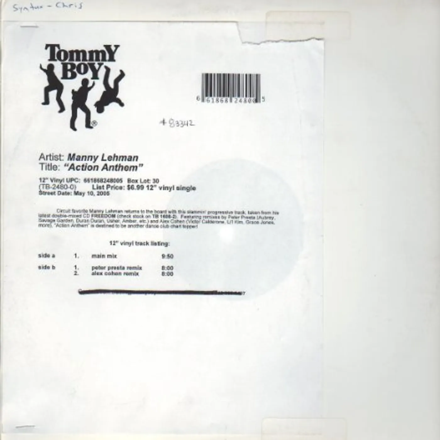 Manny Lehman Action Anthem Vinyl Record