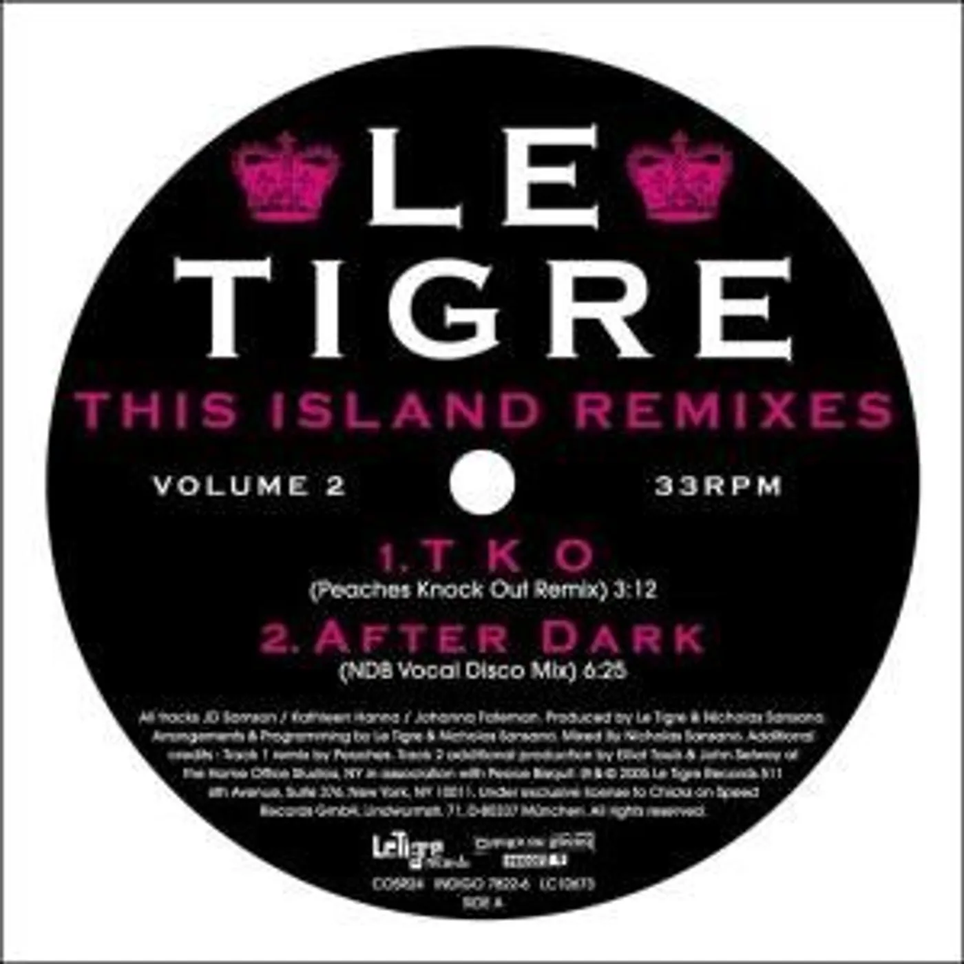 Le Tigre THIS ISLAND REMIXES 2 Vinyl Record
