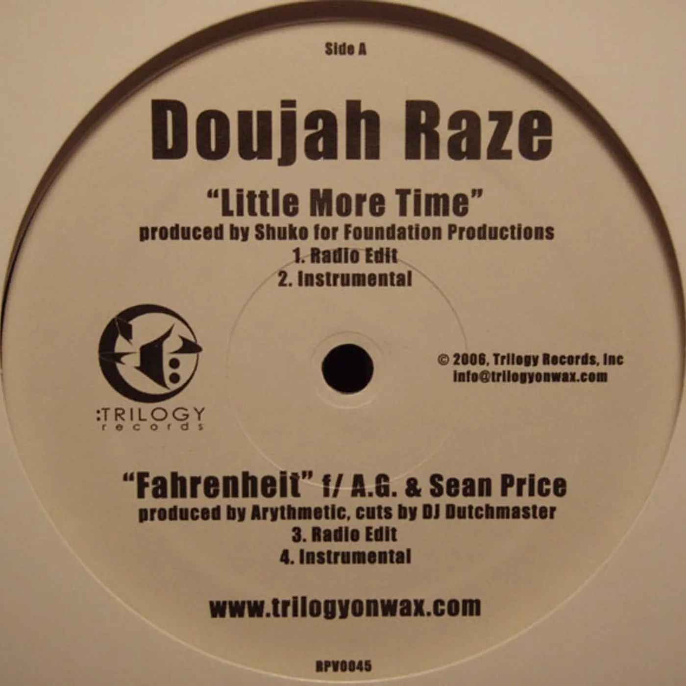 Doujah Raze LITTLE MORE TIME Vinyl Record
