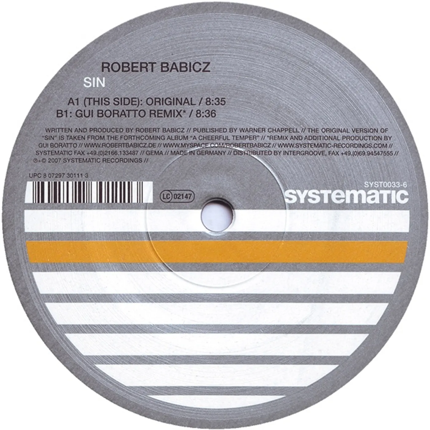 Robert Babicz Sin Vinyl Record