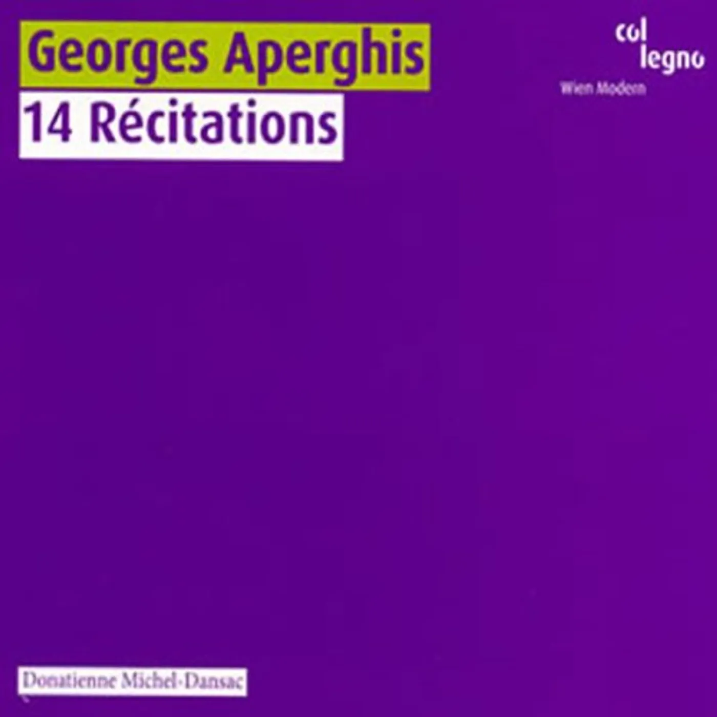 Georges Aperghis 14 RECITATIONS CD