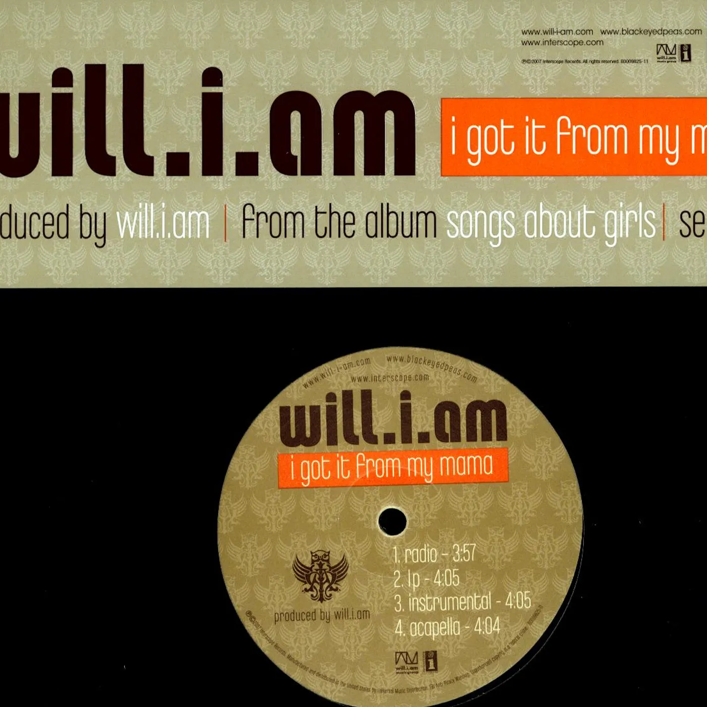 will.i.am I GOT IT FROM MY MAMA (X4) Vinyl Record