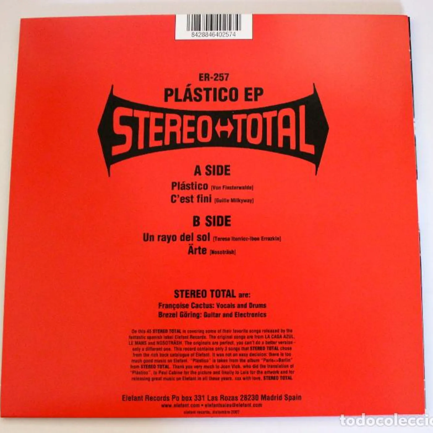 Stereo Total PLASTICO (EP) Vinyl Record
