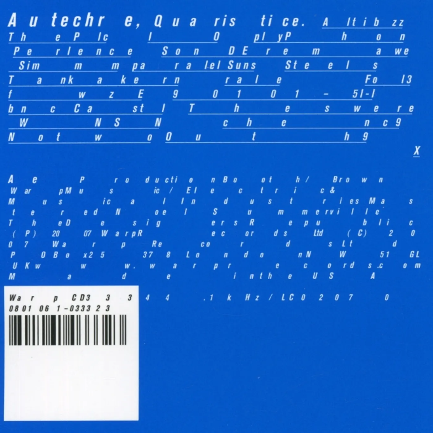 Autechre QUARSTICE CD