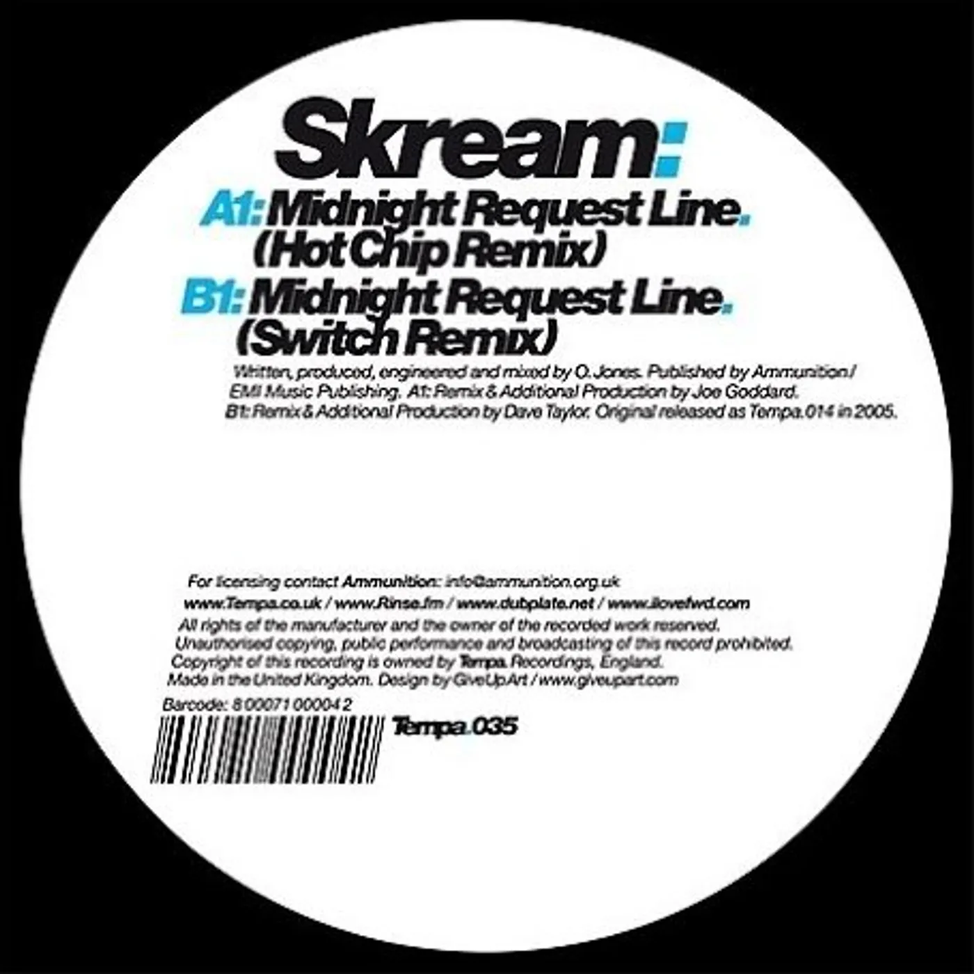 Skream MIDNIGHT REQUEST LINE (REMIXES) Vinyl Record