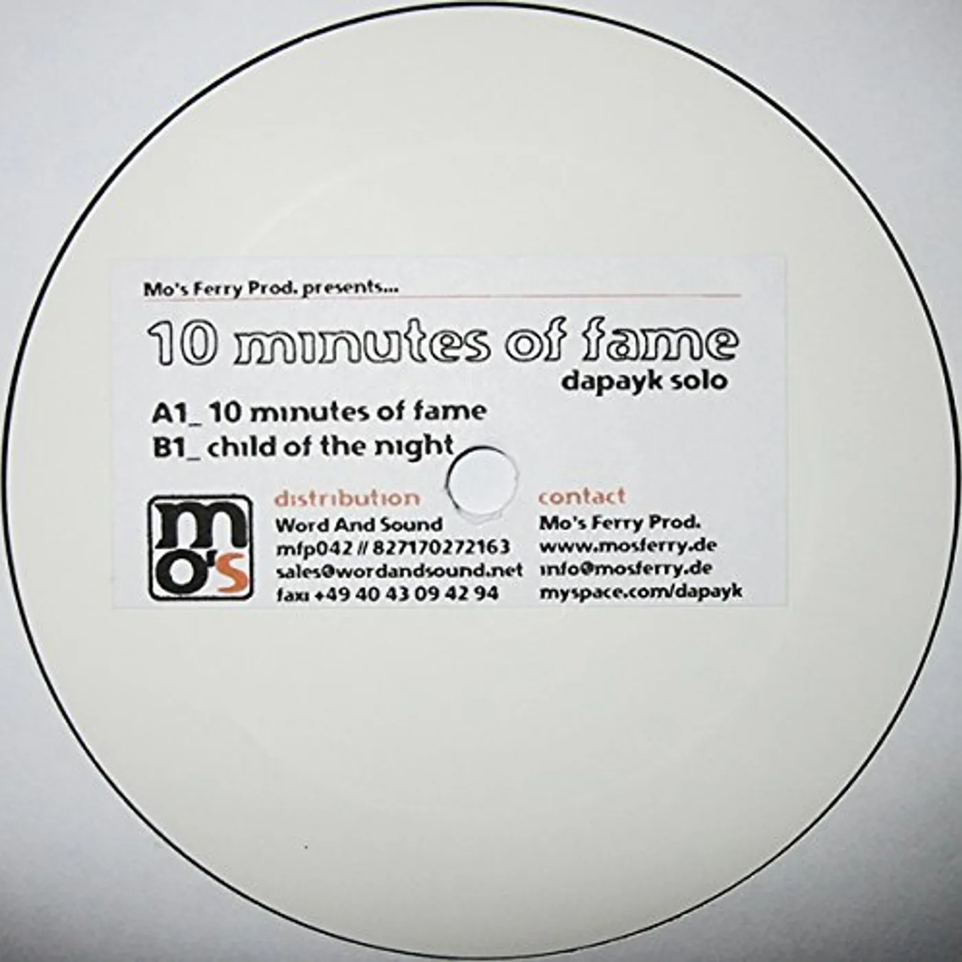 Dapayk solo 10 Minutes Of Fame Vinyl Record