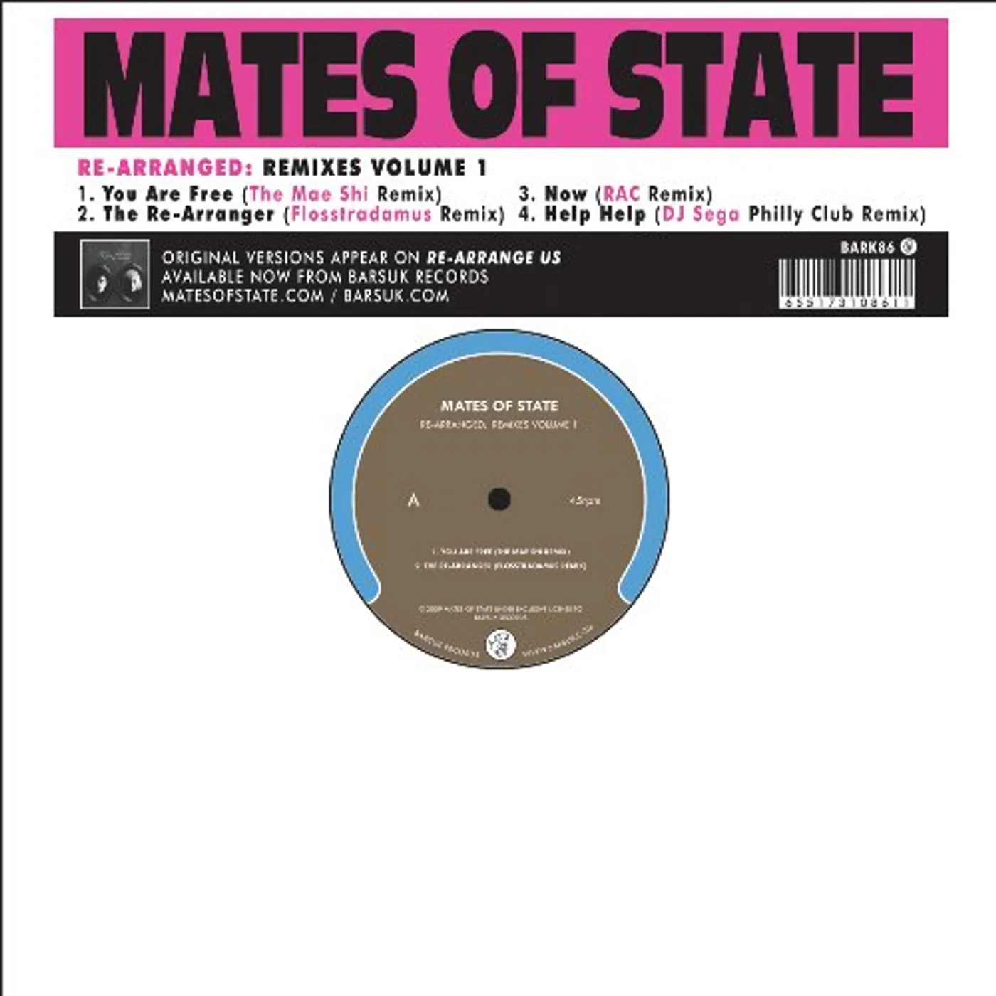 Mates of State RE-ARRANGED: REMIXES 1 Vinyl Record