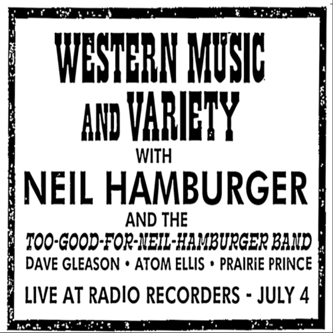 Neil Hamburger WESTERN MUSIC & VARIETY DVD