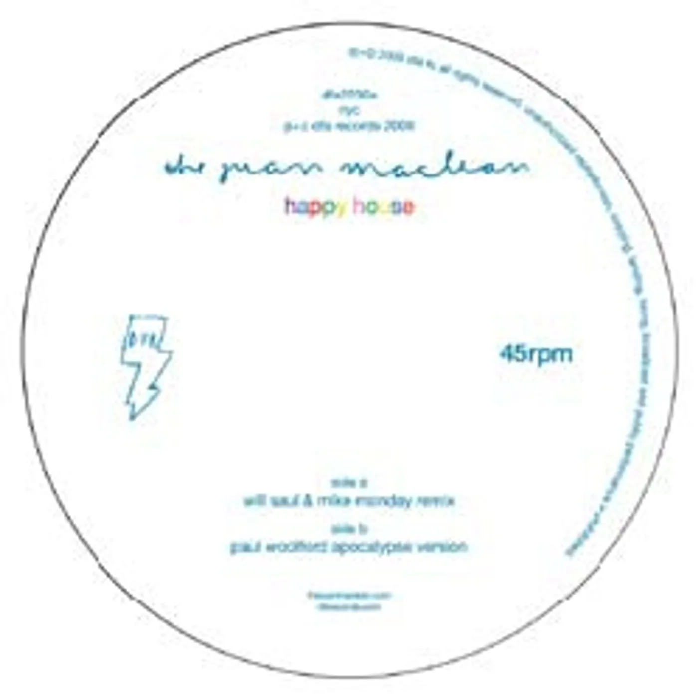 The Juan McLean HAPPY HOUSE (LAZARO CASANOVE REMIX) Vinyl Record