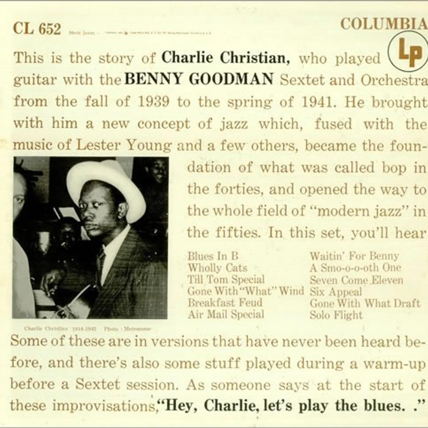 Charlie Christian WITH THE BENNY GOODMAN SEXTET Vinyl Record