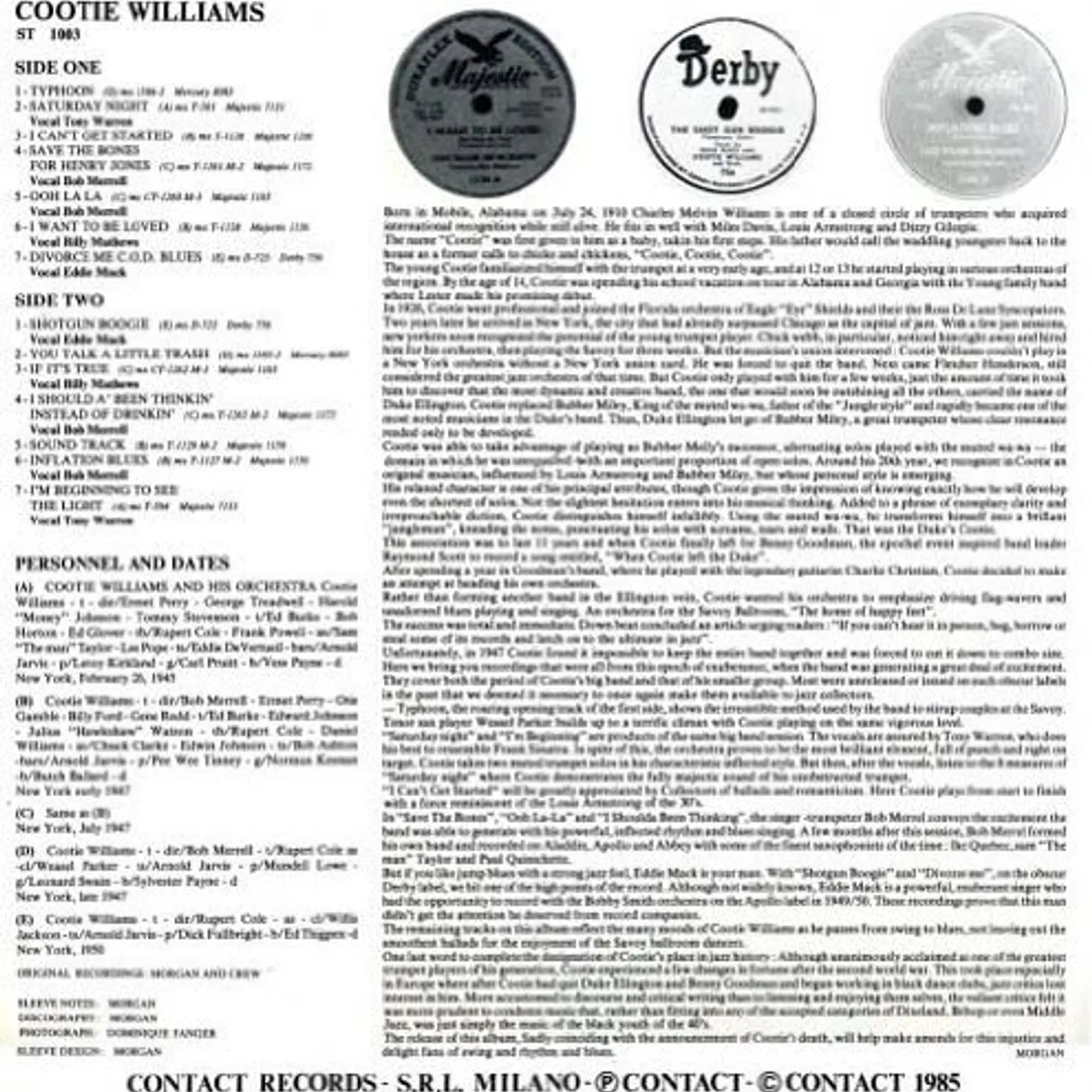 Cootie Williams Things Ain't What They Used To Be Vinyl Record