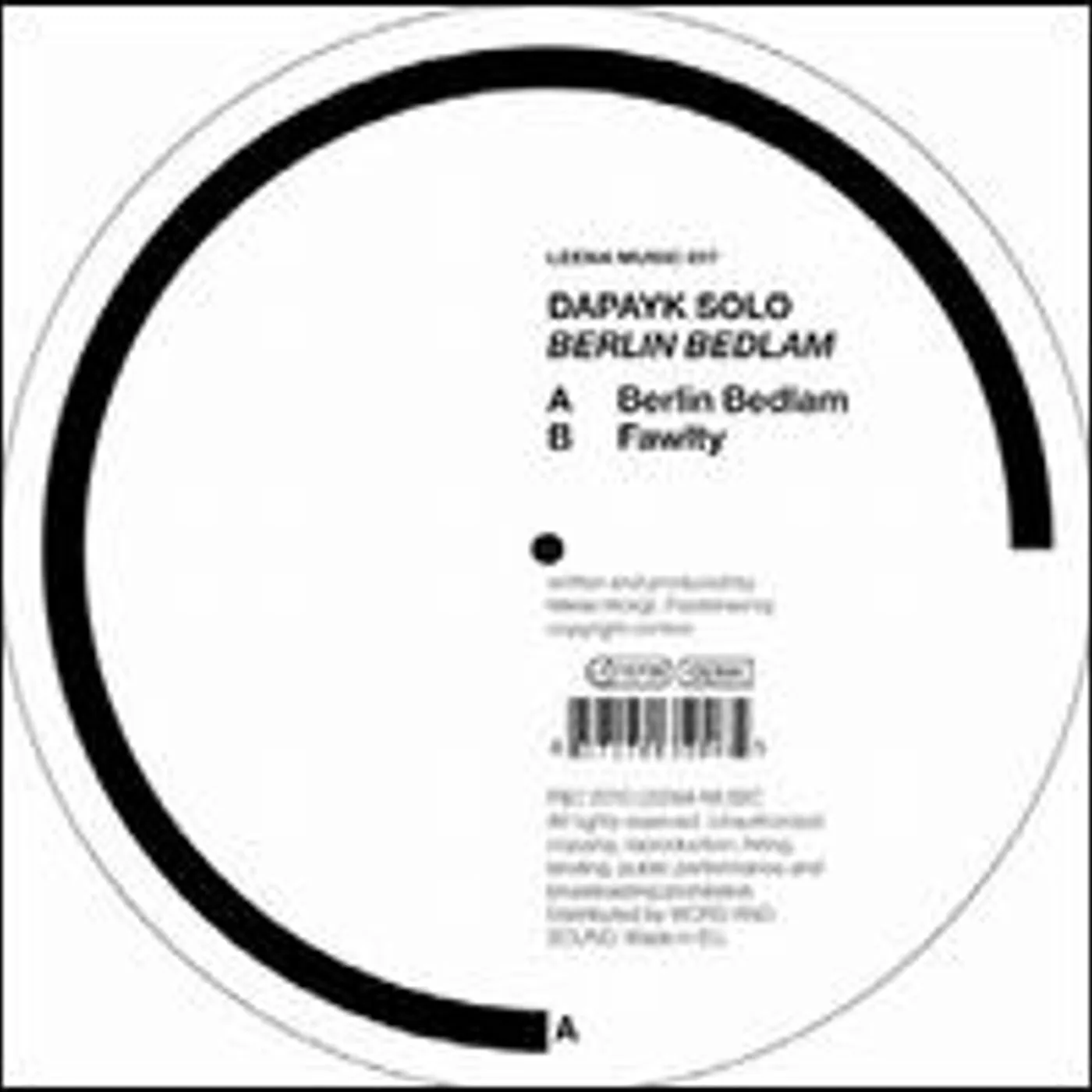 Dapayk solo Berlin Bedlam Vinyl Record
