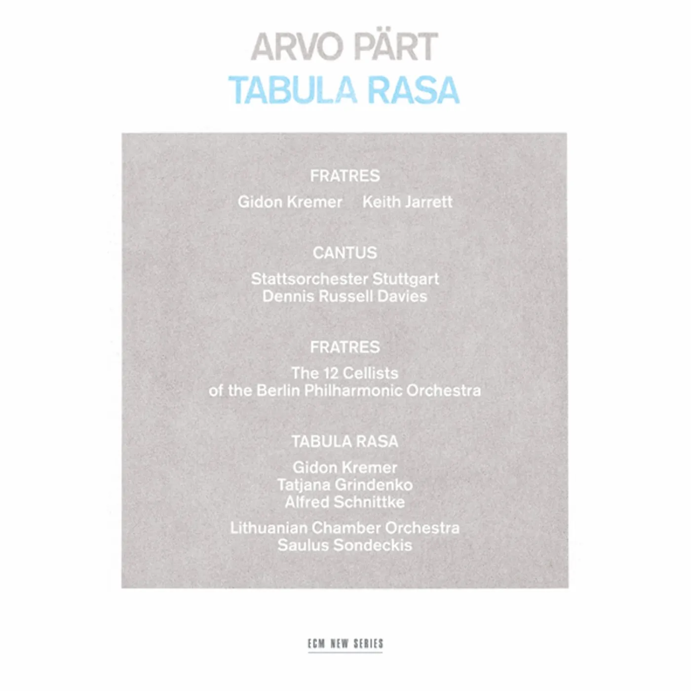 Arvo Pärt TABULA RASA CD