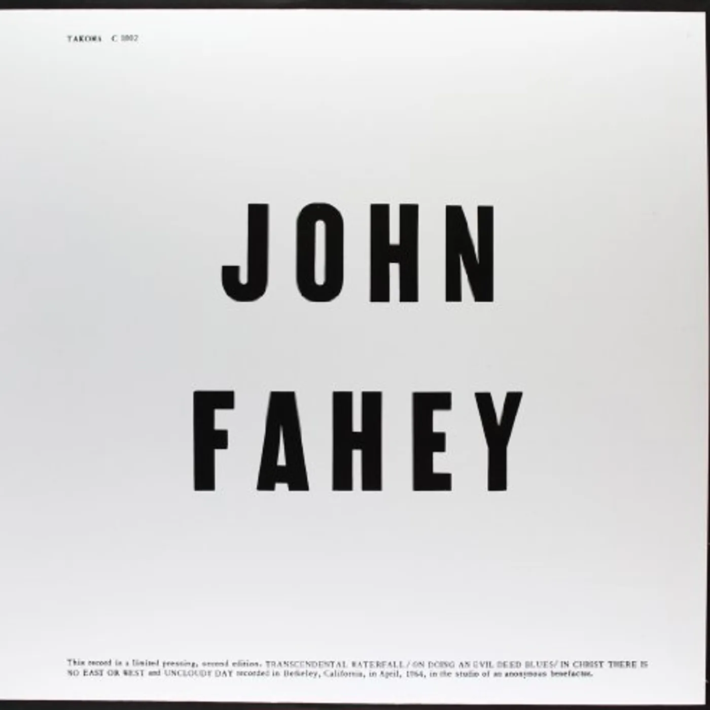 John Fahey Blind Joe Death Vinyl Record
