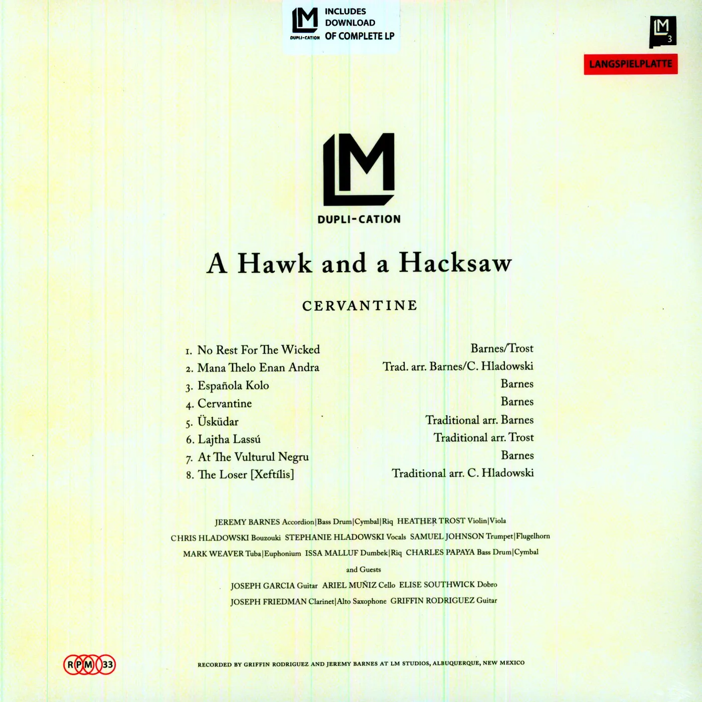A Hawk And A Hacksaw Cervantine Vinyl Record
