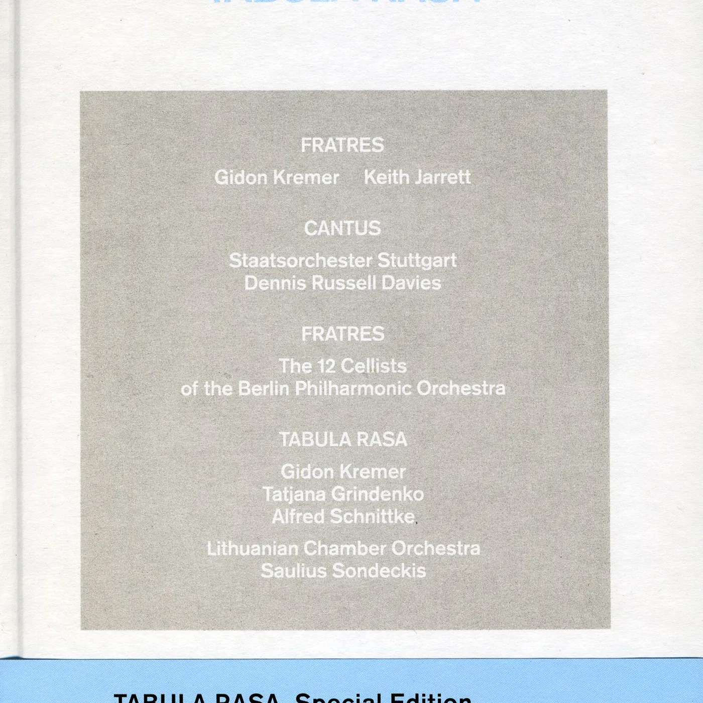 Arvo Pärt TABULA RASA CD