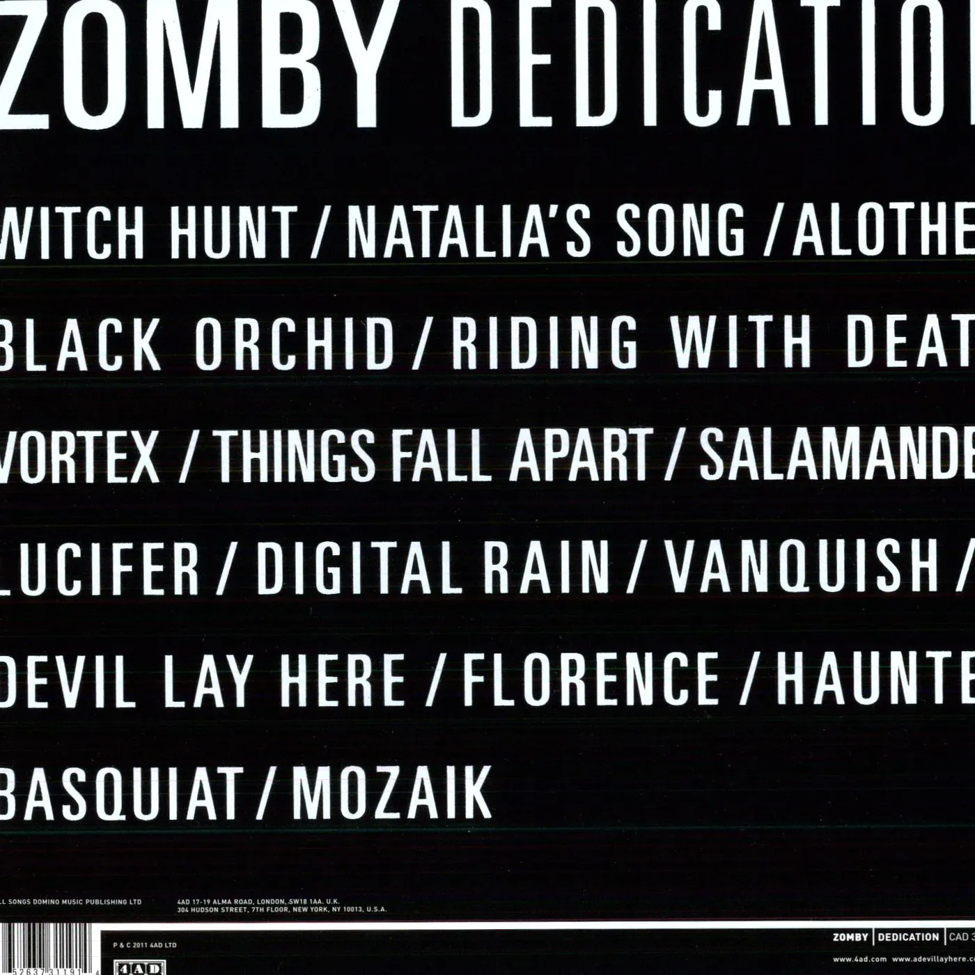 Zomby Dedication Vinyl Record