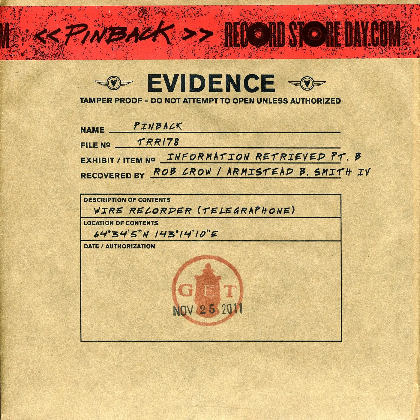Pinback INFORMATION RETRIEVED PT B Vinyl Record - Limited Edition