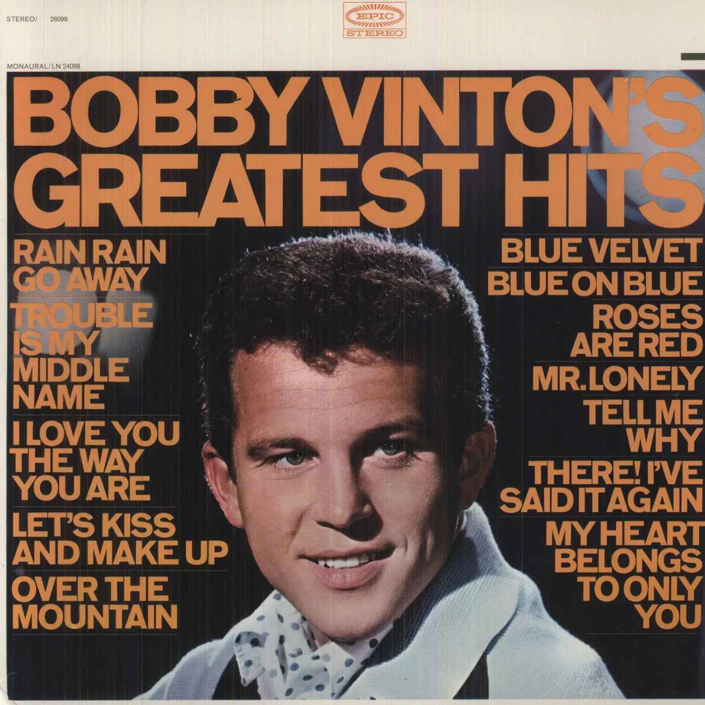 Bobby Vinton GREATEST HITS Vinyl Record