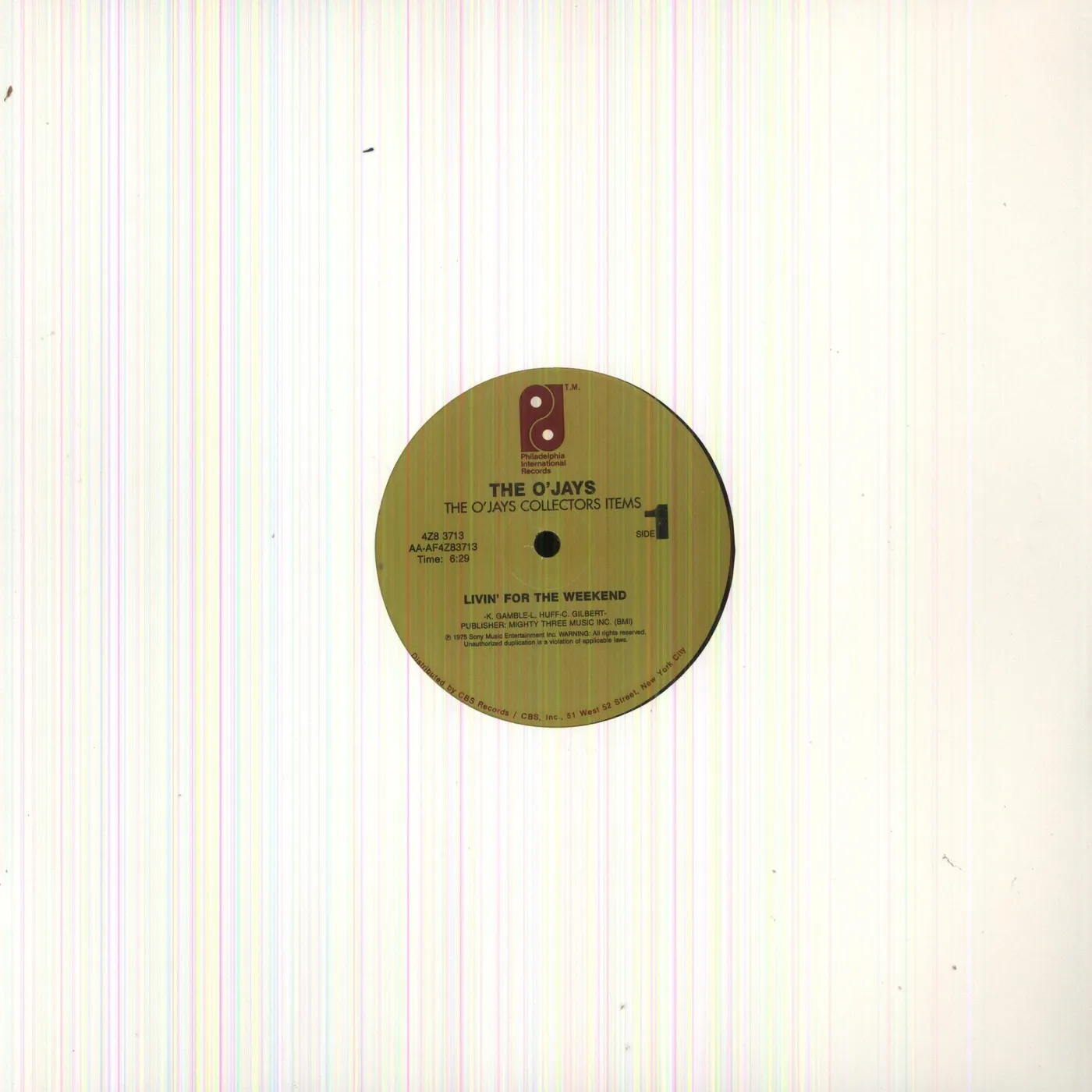 The O'Jays LIVIN FOR THE WEEKEND / I LOVE MUSIC Vinyl Record