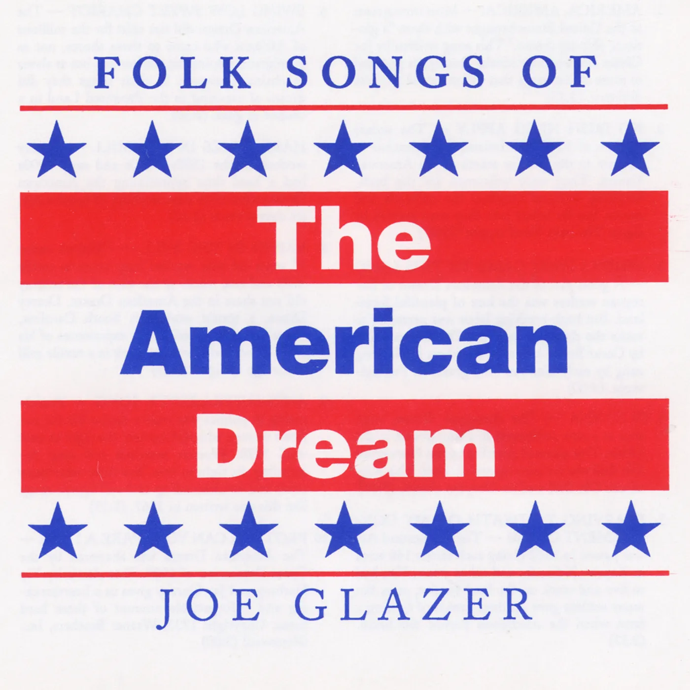Joe Glazer FOLK SONGS OF THE AMERICAN DREAM CD