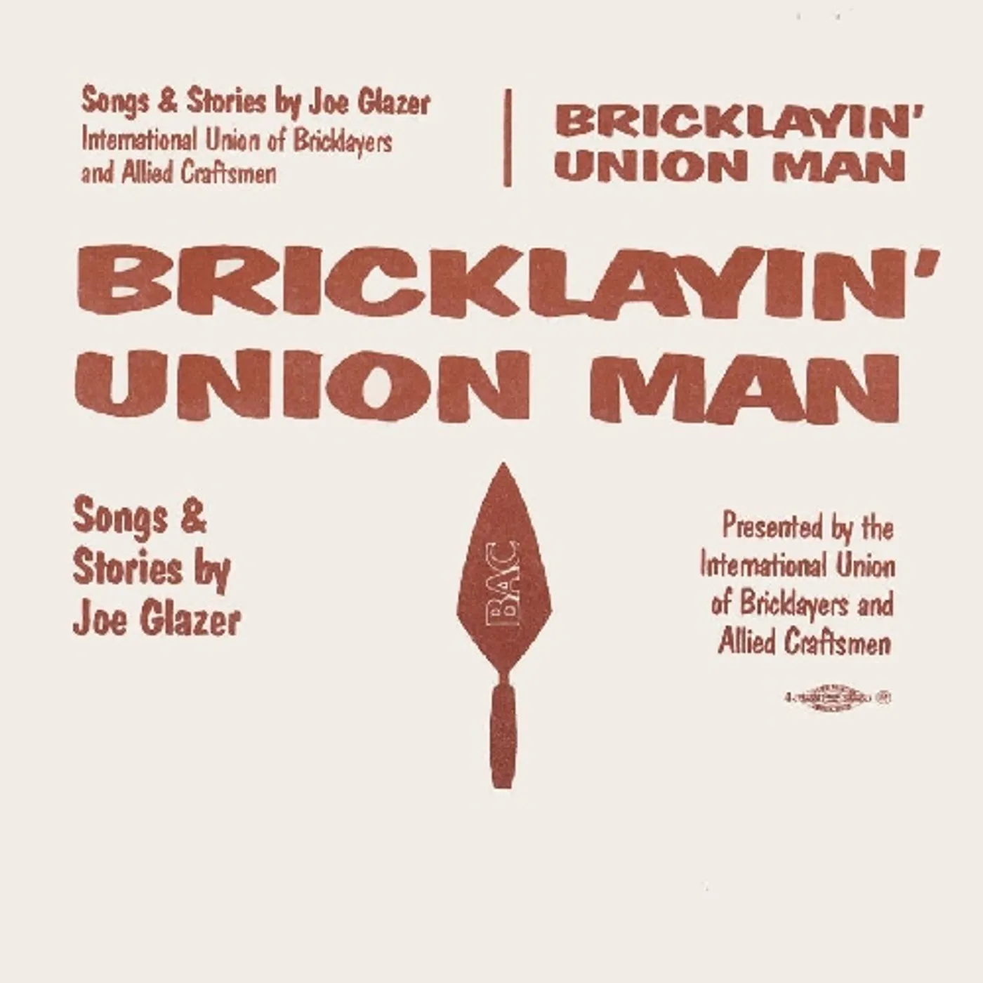 Joe Glazer BRICKLAYIN' UNION MAN CD
