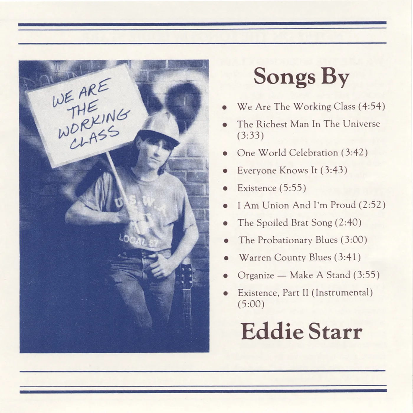Eddie Starr WE ARE THE WORKING CLASS CD