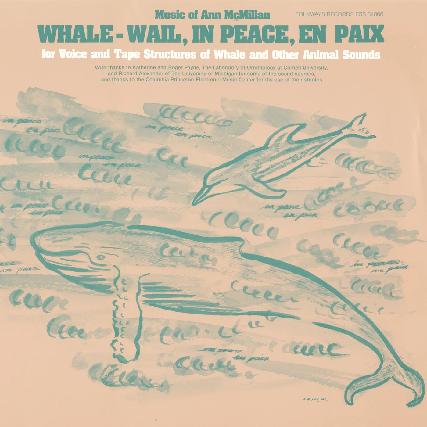 Ann McMillan WHALE - WAIL IN PEACE CD