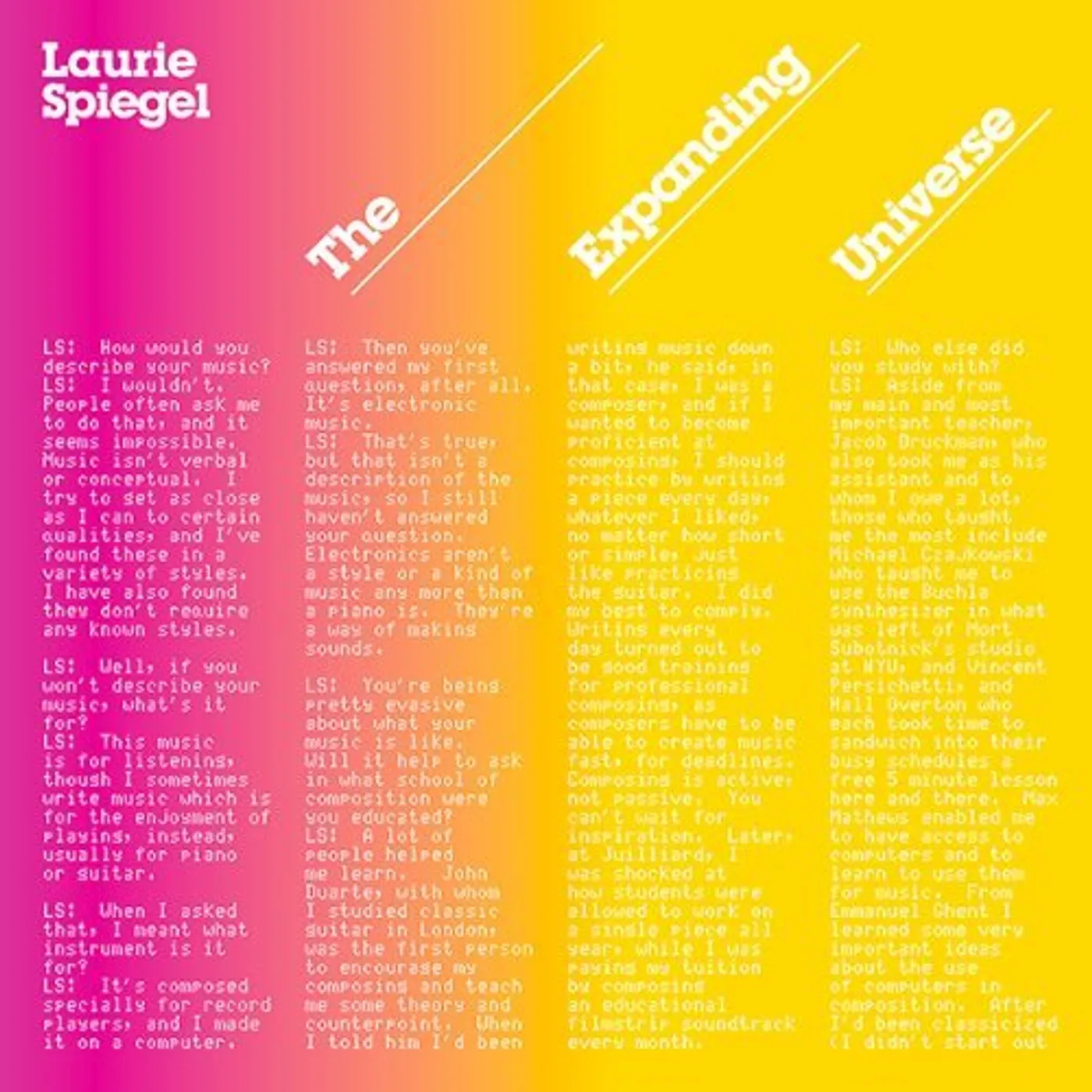 Laurie Spiegel EXPANDING UNIVERSE Vinyl Record