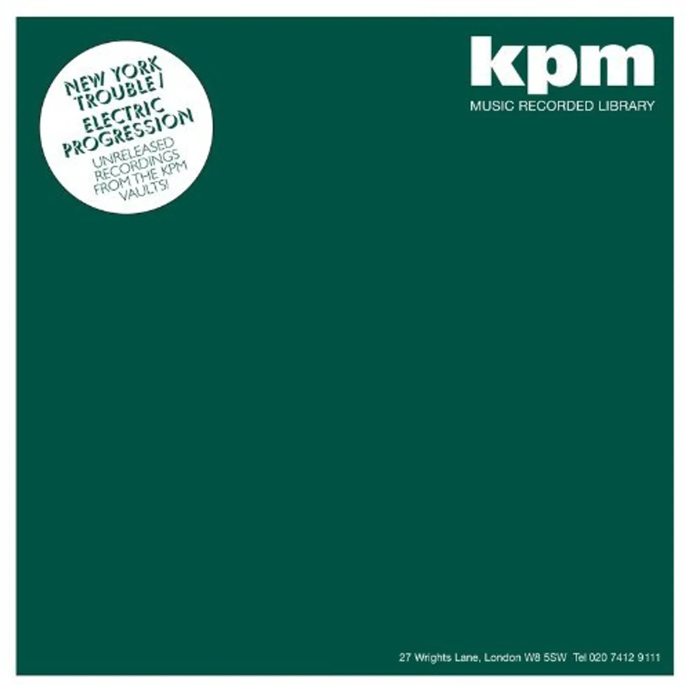KPM NEW YORK TROUBLE/ELECTRIC PROGRESSION Vinyl Record