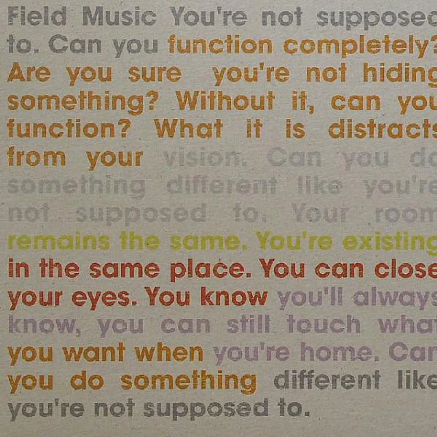 Field Music You're Not Supposed To Vinyl Record