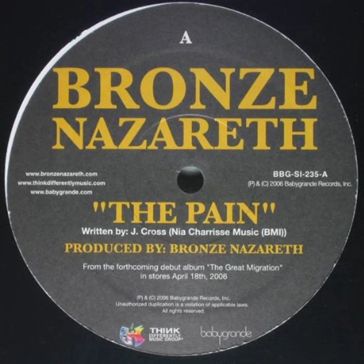 Bronze Nazareth PAIN / MORE THAN GOLD Vinyl Record