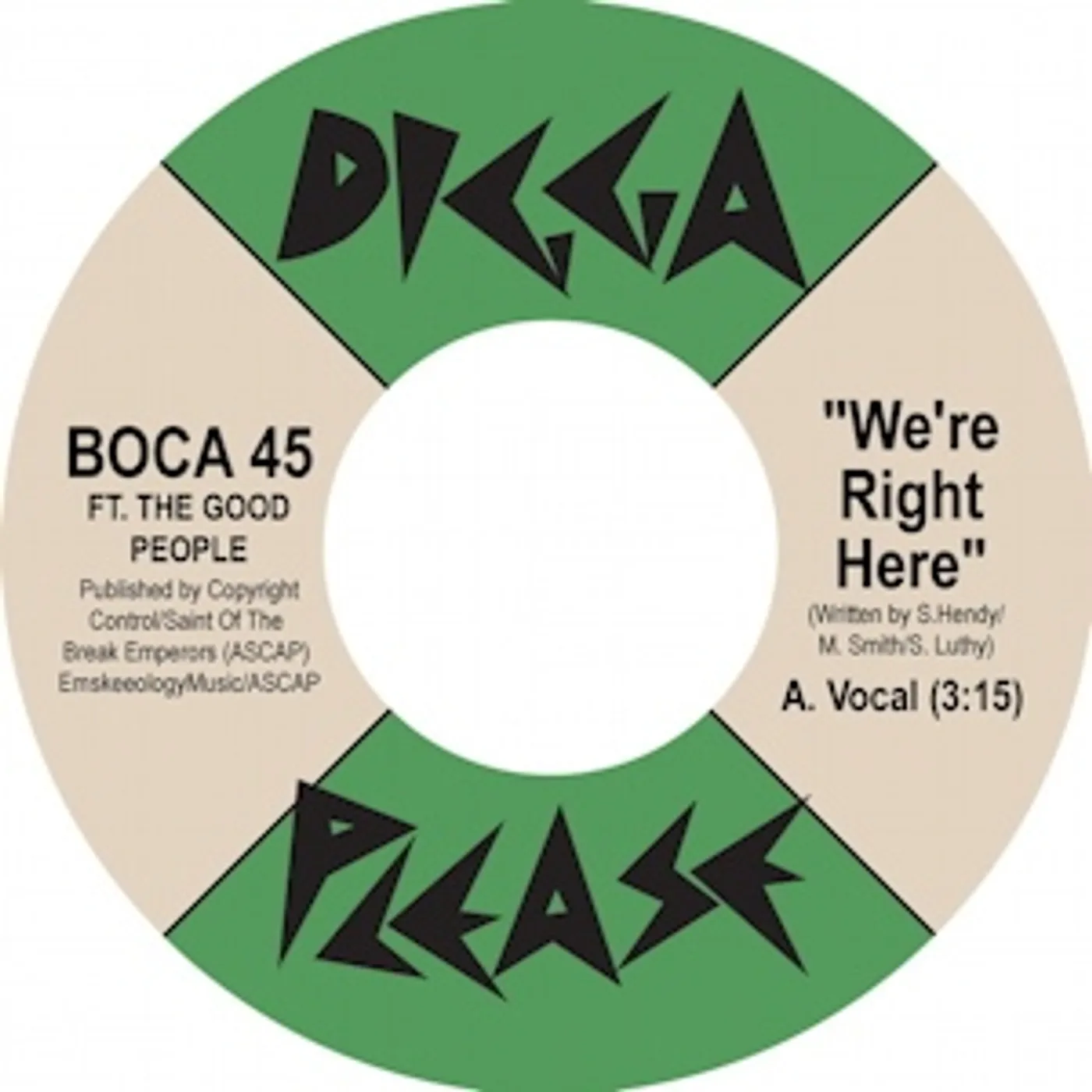 Boca 45 WE'RE RIGHT HERE Vinyl Record
