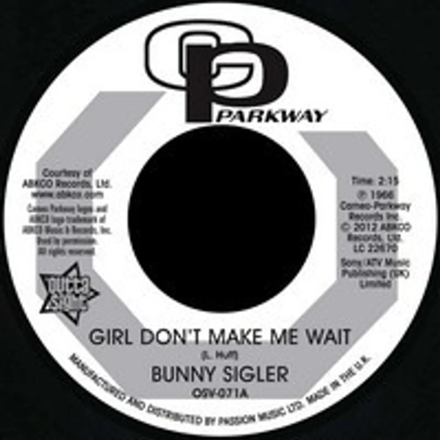 Bunny Sigler GIRL DON'T MAKE ME WAIT/FOLLOW YOUR HEART Vinyl Record
