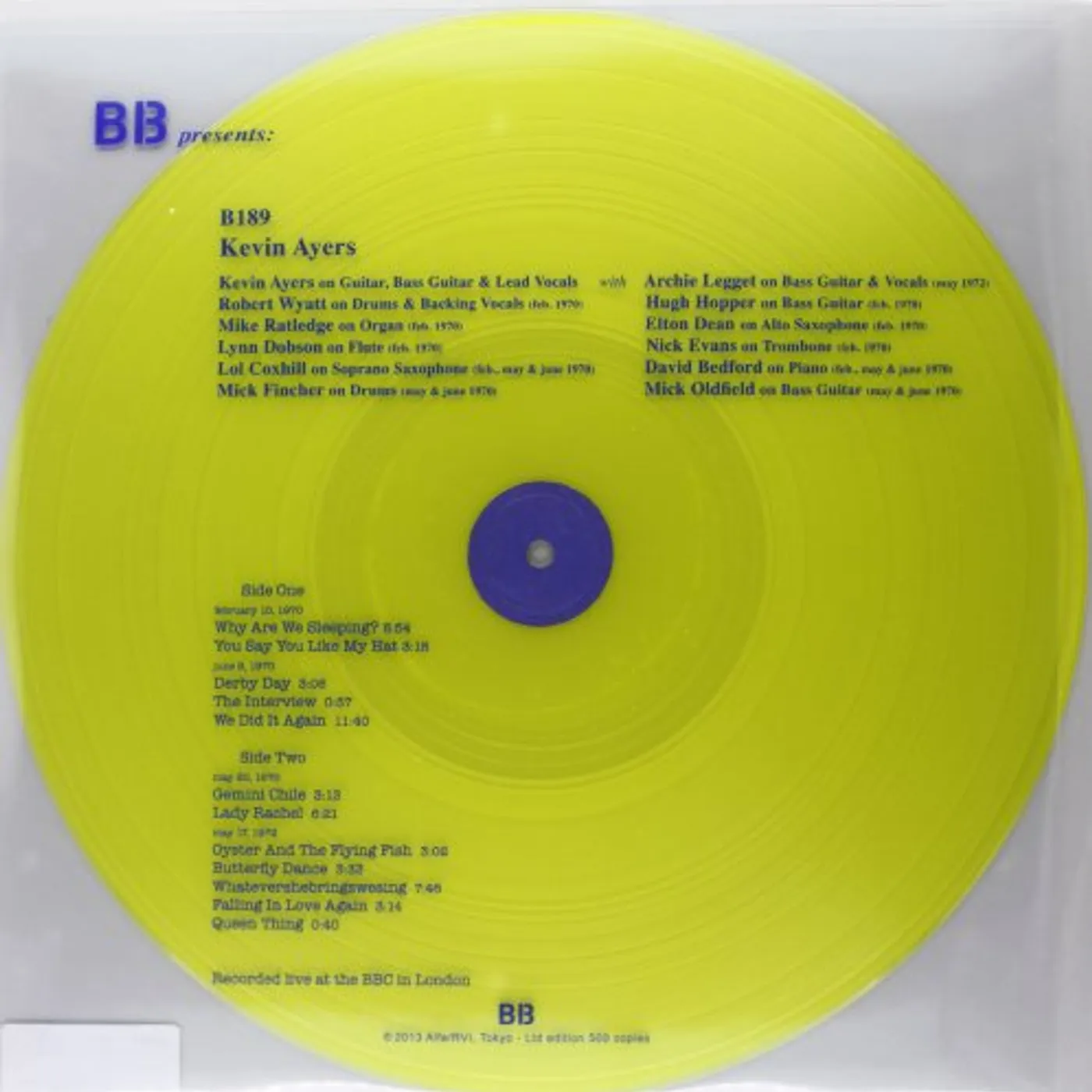 Kevin Ayers LIVE AT THE BBC 1970 & 1972 Vinyl Record