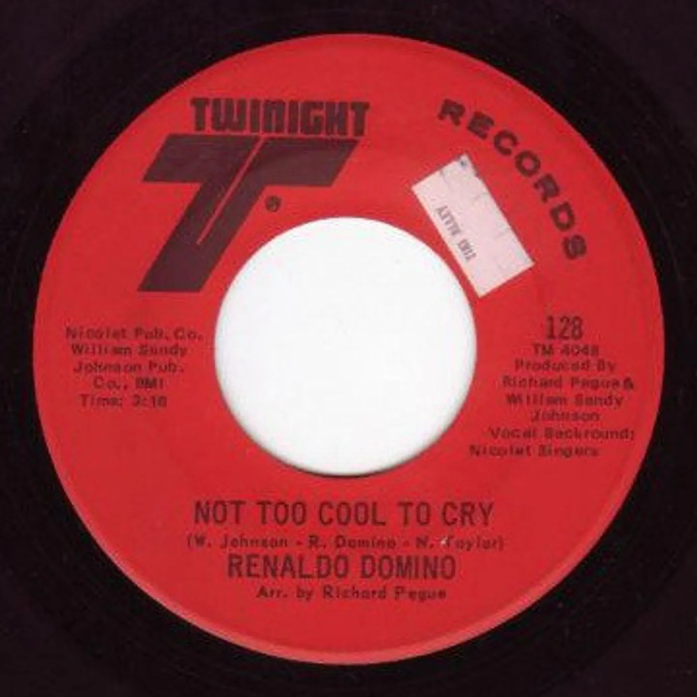 Renaldo Domino NOT TOO COOL TO CRY Vinyl Record