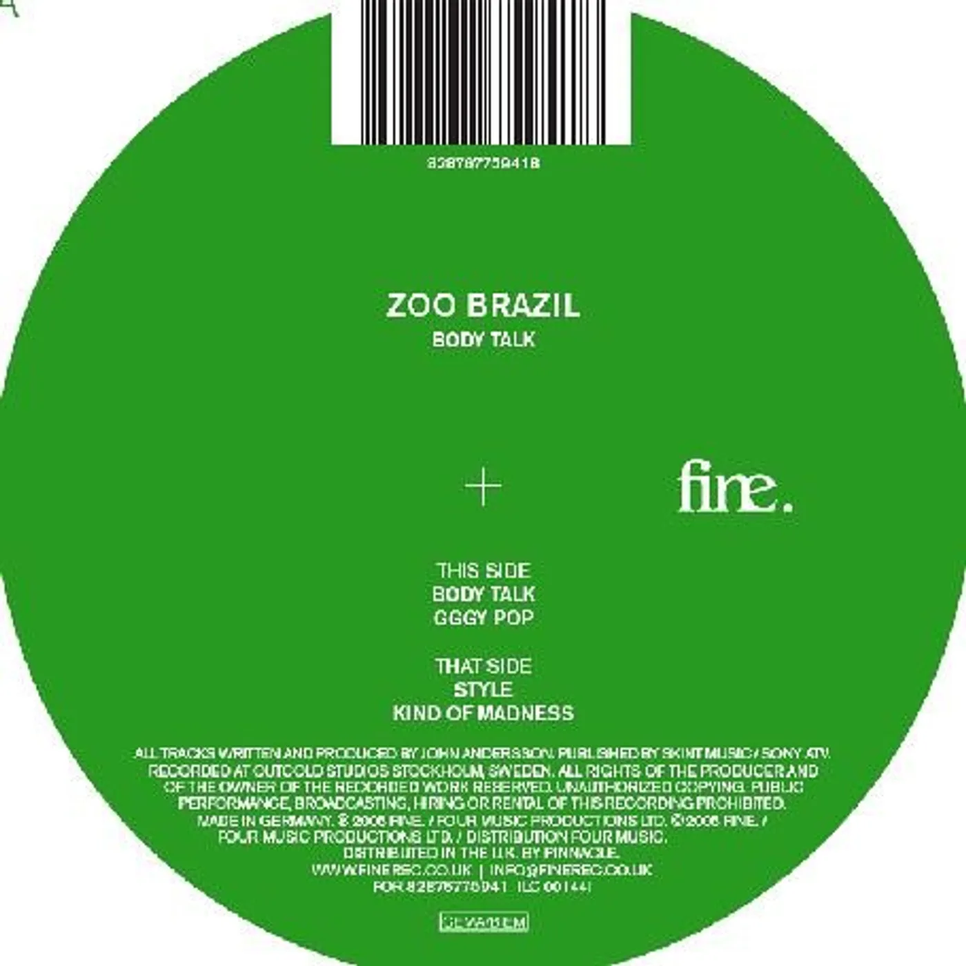 Zoo Brazil BODY TALK EP Vinyl Record