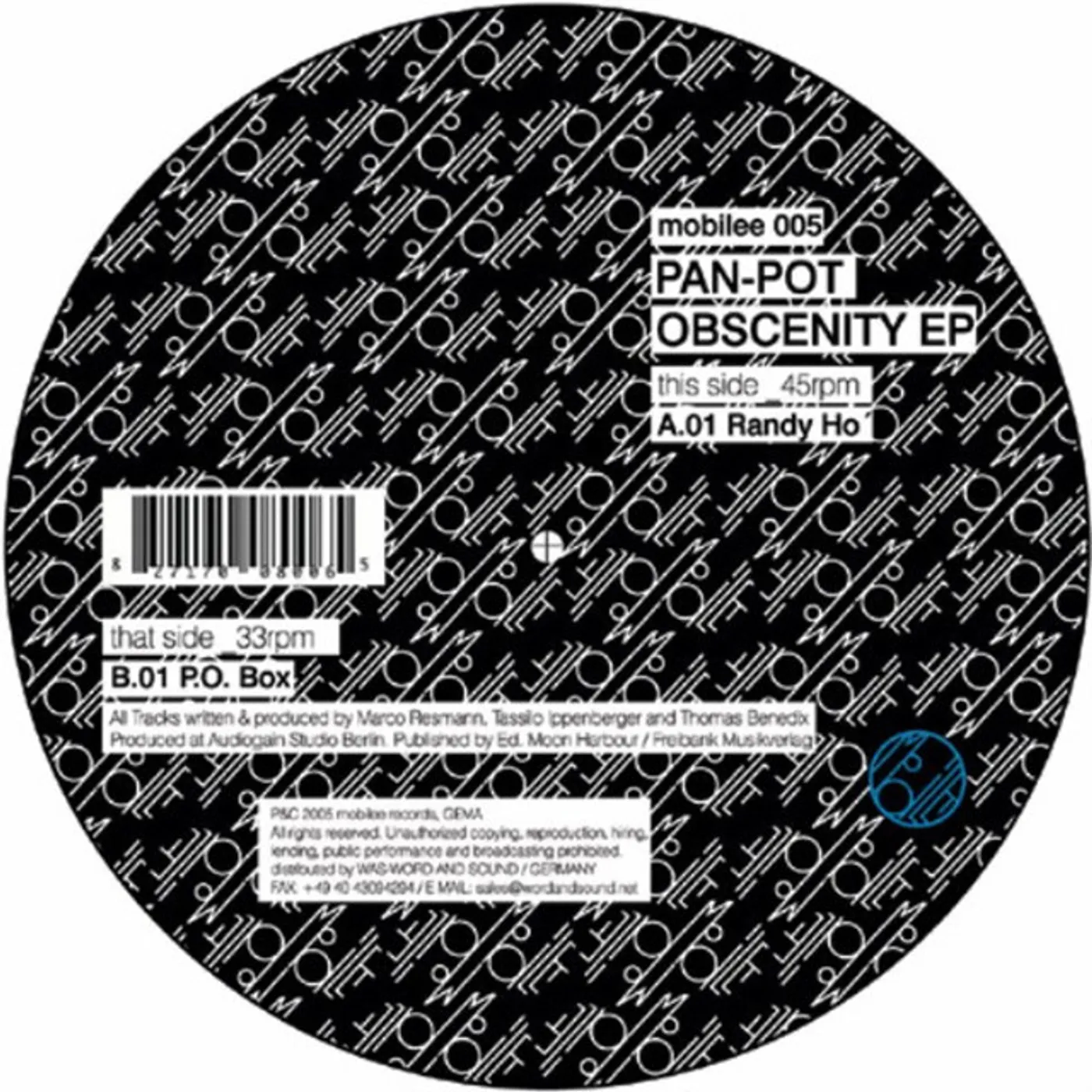 Pan-Pot OBSCENITY Vinyl Record