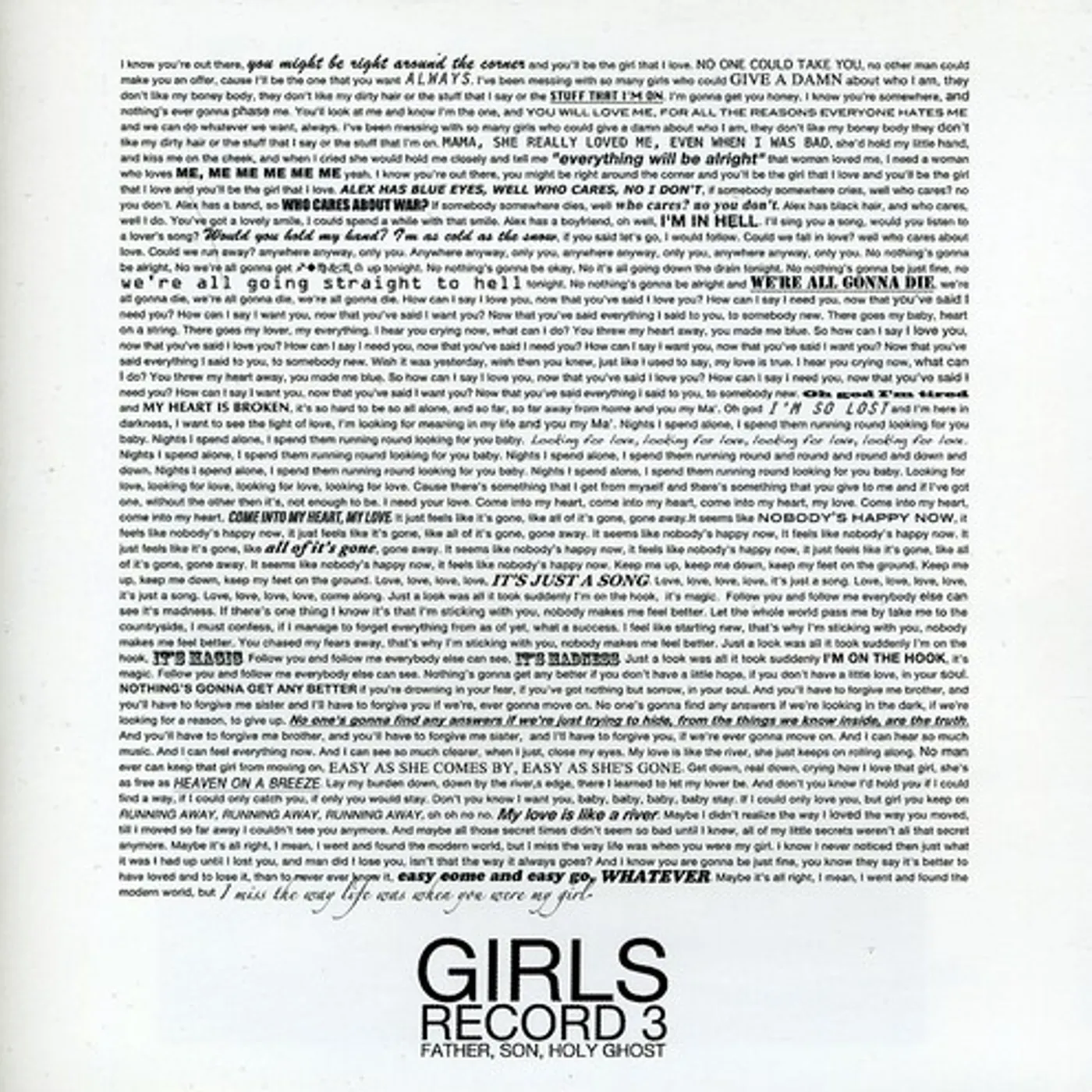 Girls FATHER SON HOLY GHOST CD