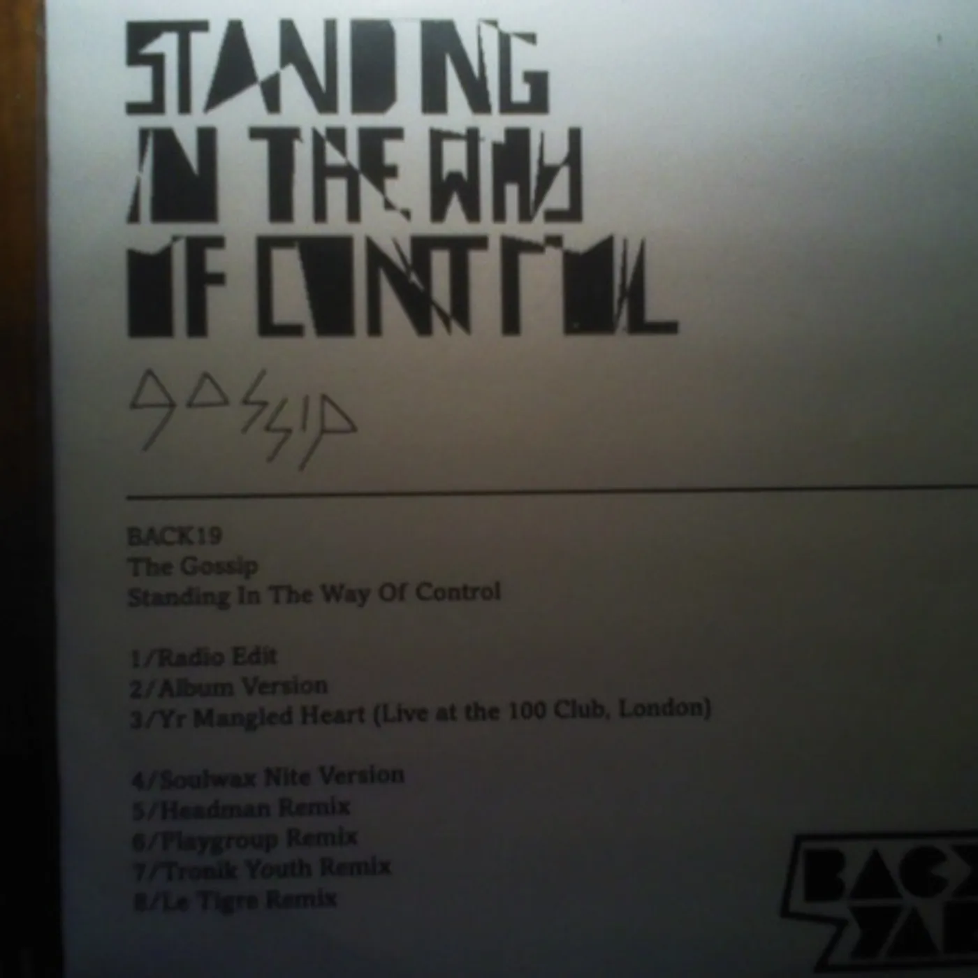 Gossip Standing In The Way Of Control Vinyl Record