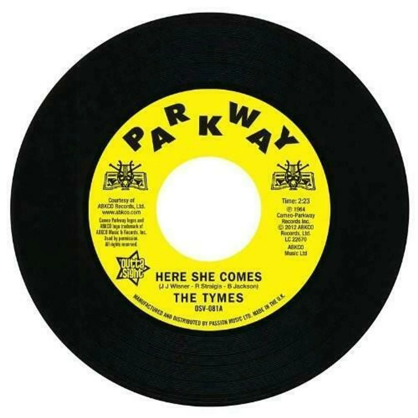 Tymes HERE SHE COMES/ANYMORE Vinyl Record - UK Release