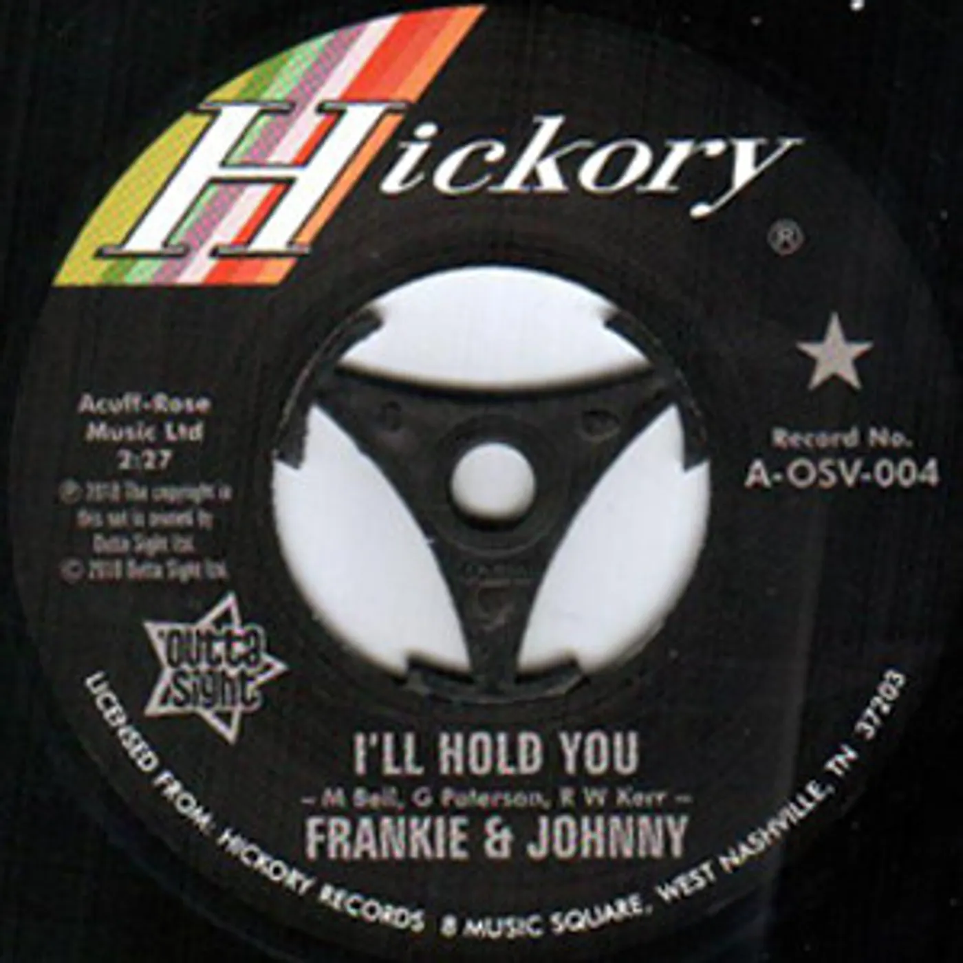 Frankie & Johnny I'LL HOLD YOU/I'LL HOLD YOU ON AIR VERSION Vinyl Record