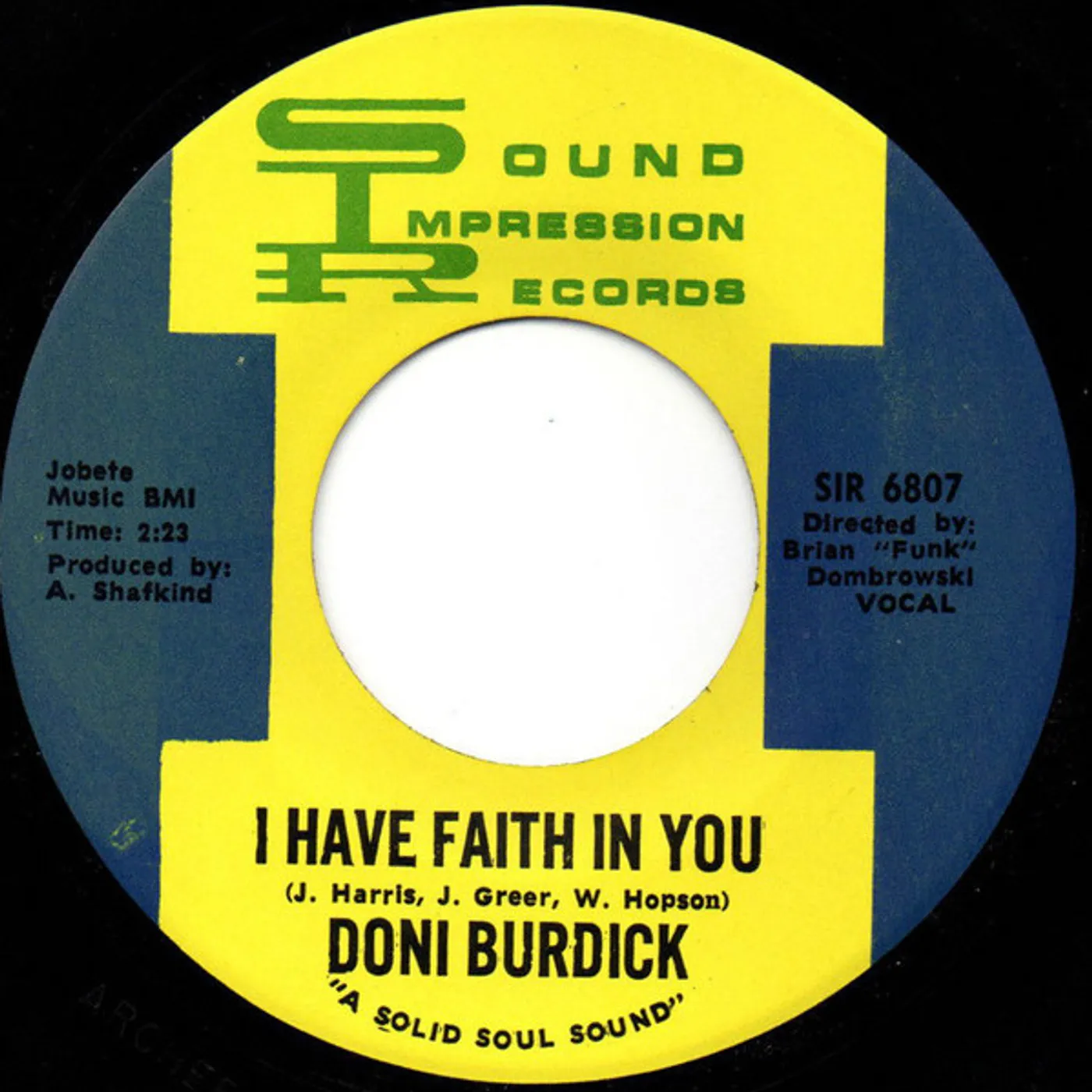 Doni Burdick I HAVE FAITH IN YOU/BARI TRACK Vinyl Record