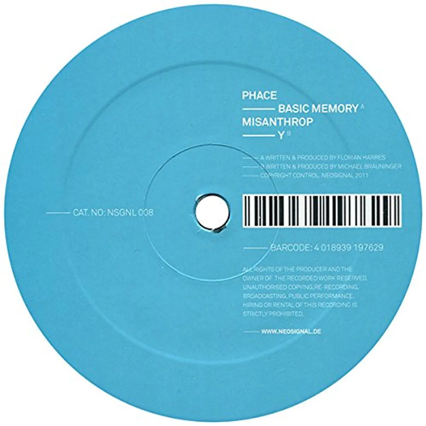 Phace & Misanthrop BASIC MEMORY/Y Vinyl Record